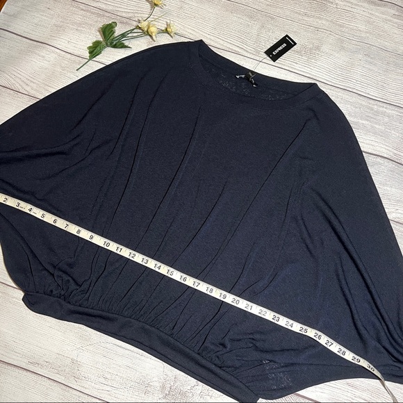 EXPRESS Soft Knit Dolman Sleeve Top in Navy - Picture 8 of 10
